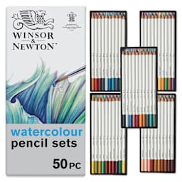 Winsor & Newton Studio Collection Watercolor Pencils - Set of 50, pencils laid out