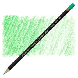 Derwent Chromaflow Colored Pencil - Green Meadow, swatch and pencil