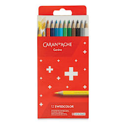 Caran d'Ache Swisscolor Colored Pencils - Set of 12 (front of package)