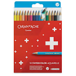 Caran d'Ache Swisscolor Water-Soluble Colored Pencils - Set of 18 (front of box)