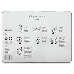 Caran d'Ache Swisscolor Water-Soluble Colored Pencils - Set of 30 (back of tin)