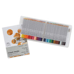 Winsor & Newton Studio Collection Colored Pencils - Set of 48, with Paper Pad and Sharpener