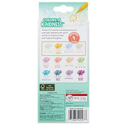Crayola Colored Pencils - Colors of Kindness, Set of 12, back of the packaging