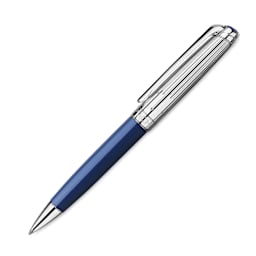 Caran d’Ache Leman Cosmic Blue Ballpoint Pen - Blue, pen clip shown