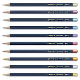 Caran d'Ache Cosmic Blue Metallic Color Pencils - Assorted Colors, Set of 10, out of packaging