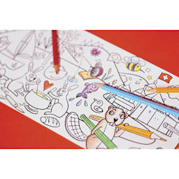 Caran d'Ache Swisscolor Aquarelle Colored Pencils and Poster, closed-up of pencils on top of poster