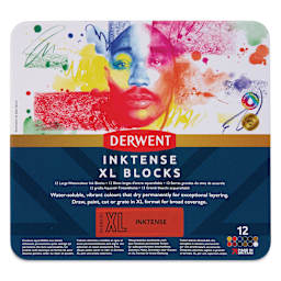 Derwent Inktense XL Blocks - Assorted, Set of 12, front of the packaging