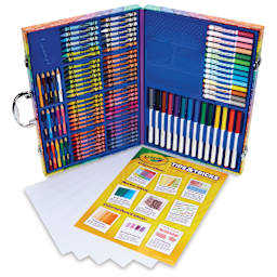 Crayola Imagination Art Set - Original, Set of 115, carrying case with paper and instructions shown