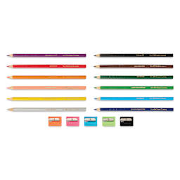 Faber-Castell Triangular Colored EcoPencils - School Pack of 252, contents laid out