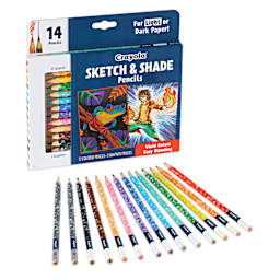 Crayola Sketch & Shade Doodle Pencils - Set of 14, packaging and set contents
