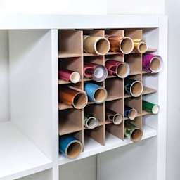 We R Memory Keepers Cubby Storage Divider - 25 Slot Cubby Insert (Filled with paper rolls)