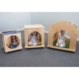 Whitney Brothers Cube Caddy, with cubes on top and children inside