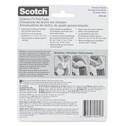 Scotch Custom Fit Felt Pads - Black, Pkg of 20, back of the packaging