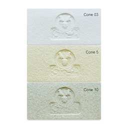 Sio-2 PRAF White Sculpture Clay, fired at cone 03, 5, and 10