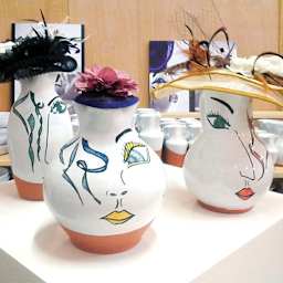 Sio-2 PF Red Earthenware Clay - multiple painted vase pieces by Naharro