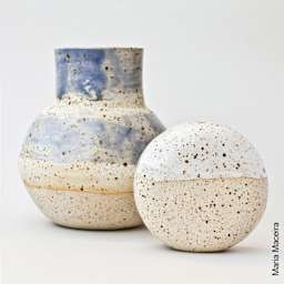 Sio-2 Luna Speckled Stoneware Clay - finished project examples by Maria Maceira, close-up