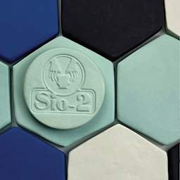 Sio-2 Lagoon Turquoise Blue Porcelain Clay - close-up of hexagons in hive pattern