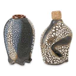 Mayco Stoneware Mudcrack Glazes - finished vase examples