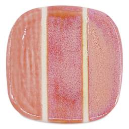 Speedball Mid-Fire Glaze - Living Coral - application tile (varied thickness layers)