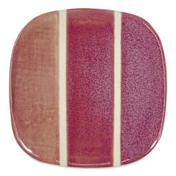 Speedball Mid-Fire Glaze - Raspberry Fizz - application tile (varied thickness layers)