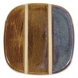 Speedball Mid-Fire Glaze - Blue Tigers Eye - application tile (varied thickness layers)