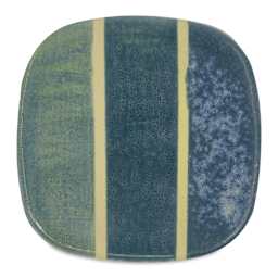 Speedball Mid-Fire Glaze - Teal Agate - application tile (varied thickness layers)