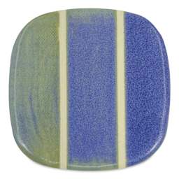 Speedball Mid-Fire Glaze - Blue Moss - application tile (varied thickness layers)