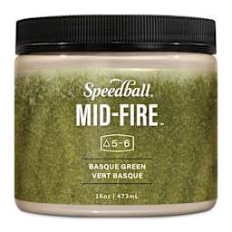 Speedball Mid-Fire Glaze - Basque Green, 16 oz container