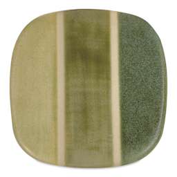 Speedball Mid-Fire Glaze - Basque Green - application tile (varied thickness layers)