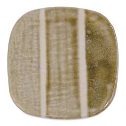 Speedball Mid-Fire Glaze - Coriander - application tile (varied thickness layers)