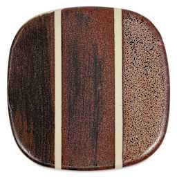 Speedball Mid-Fire Glaze - Blackened Copper - application tile (varied thickness layers)