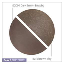 Mayco Stoneware Engobe - EG004 Dark Brown Cone 6 comparison to regular dark brown clay