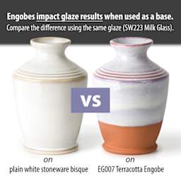 Mayco Stoneware Engobe - Terracotta, engobes impact glaze results when used as a base