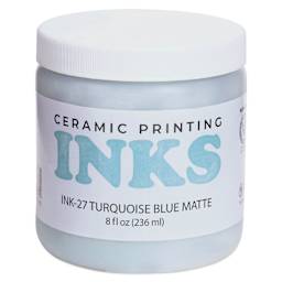 Amaco Ceramic Printing Ink - Turquoise Blue, 8 oz front of jar