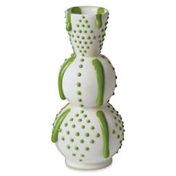 Ritual Glaze By Mayco Melt Gloop Glaze - Slime Green applied to vertical vessel