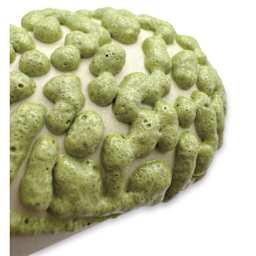 Ritual Glaze Moon Rocks Glaze - Pastel Green - finished example, close-up