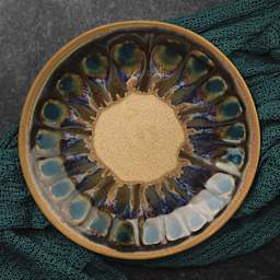 Mayco Stoneware Bisque Plates - Rimmed Salad Plate finished product with black and tan colors