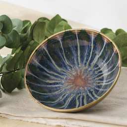 Mayco Stoneware Bisque Bowls - Pkg of 6, Rimmed Bowl finished example tilted slightly