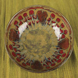 Mayco Stoneware Bisque Bowls - Pkg of 6, Rimmed Bowl finished example top down view