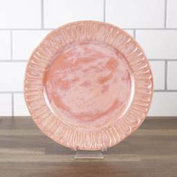 Mayco Stoneware Bisque Plates - Fluted Dinner Plate finished product with pink coloring