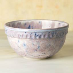 Mayco Stoneware Bisque Vintage Mixing Bowls - Small Vintage Mixing Bowl finished product with speckled pattern