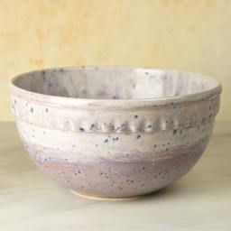 Mayco Stoneware Bisque Vintage Mixing Bowls - Large Vintage Mixing Bowl finished product with speckled pattern