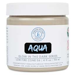 Penguin Pottery Glow in the Dark Glaze - Aqua, 4 oz Jar