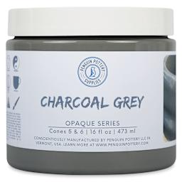 Penguin Pottery Opaque Series Mid-Fire Glaze - Charcoal Grey, 16 oz Jar