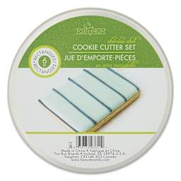 Fox Run Stainless Steel Cookie Cutters - Set of 6, Rectangles front of packaging