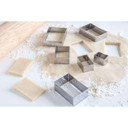 Fox Run Stainless Steel Cookie Cutters - Set of 6, Rectangles cutting dough