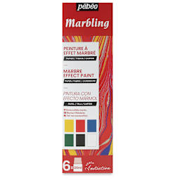 Pebeo Marbling Paint Set - Initiation Set of 6, Assorted Colors, 20 ml, Bottle (Front of packaging)