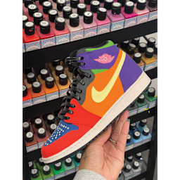 Alpha6 AlphaFlex Textile and Leather Paints, painted shoes in hand