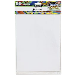 DecoArt Water Marbling Paper, 8-1/2" x 11", Pkg of 20, front of the packaging. 