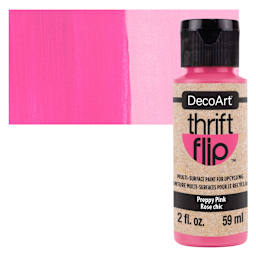 DecoArt Thrift Flip Multi-Surface Paint - Preppy Pink, 2 oz bottle and swatch